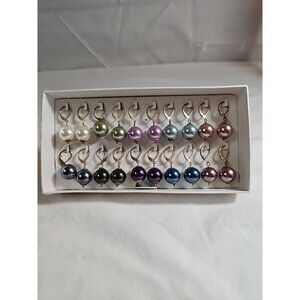 Set of 10 multicolor faux pearl earrings